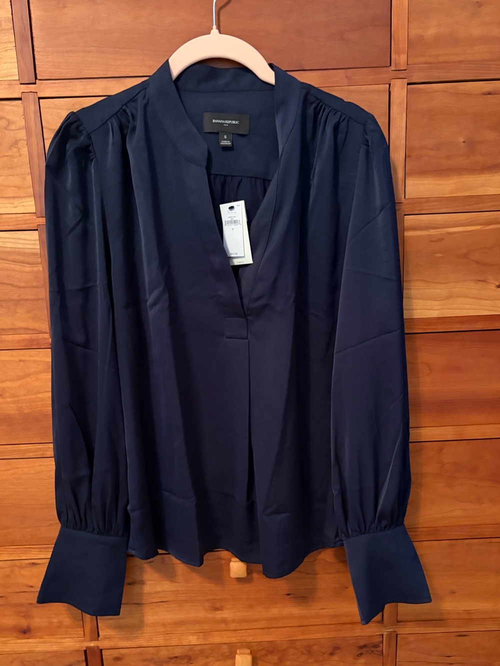 Banana Republic Navy V-Neck Long-Sleeve Blouse